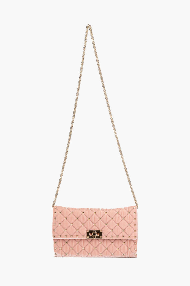 Valentino Bags Borsa trapuntata rosa con dettagli Rockstud - Made in Italy